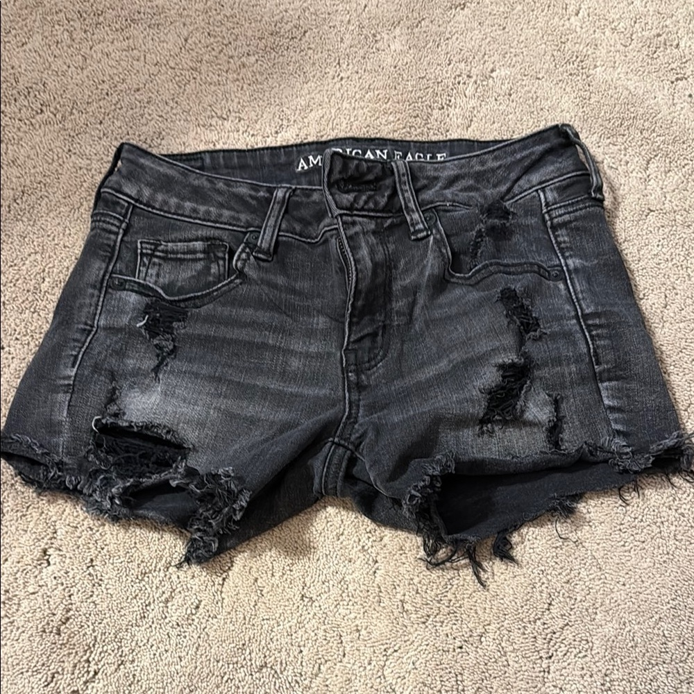 American Eagle Outfitters Black Distressed Women's Shorts